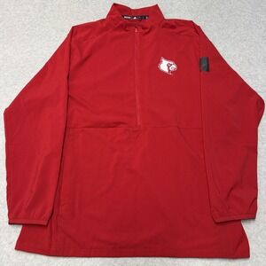 Louisville Cardinals Jacket Pullover Mens Large Red NCAA Basketball Adidas